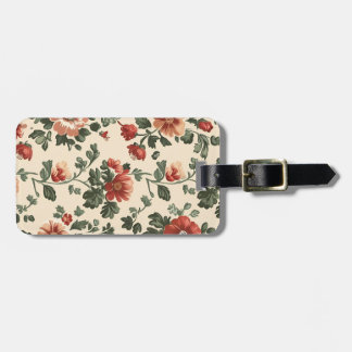Rustic Garden Bloom – Vintage Red Floral Pattern  Luggage Tag