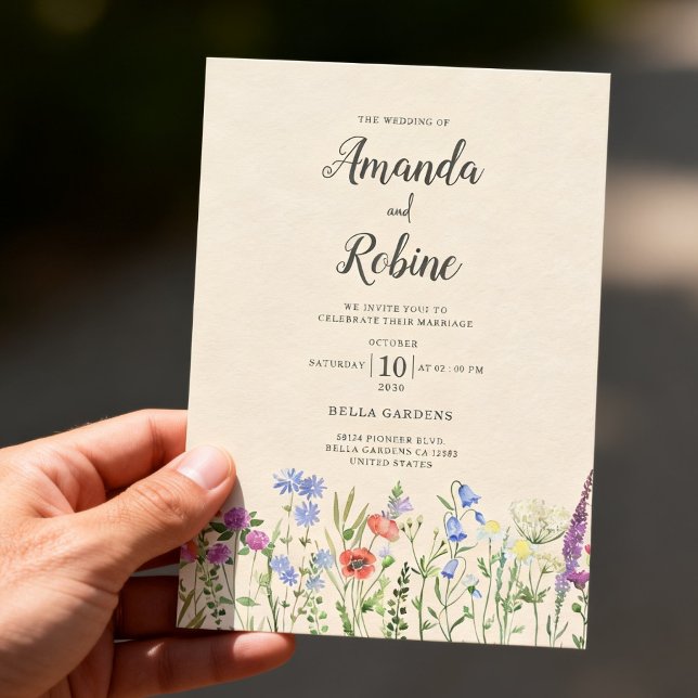 Rustic Garden Floral Wildflower Wedding Invitation (Creator Uploaded)