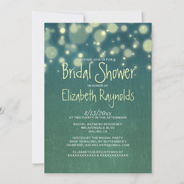 Rustic Garden Light Bridal Shower Invitations (Front)