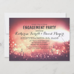 Rustic Garden Lights Romantic Engagement Party Invitation