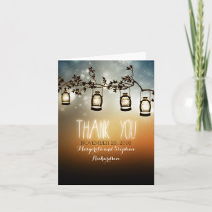 rustic garden lights wedding thank you cards