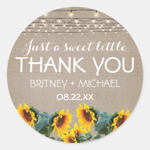 Rustic Garden Sunflowers Lights Wedding Favour Classic Round Sticker