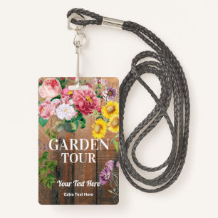 Rustic Garden Tour Badge Ticket Pass ID Badge