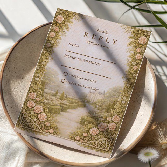 Rustic Garden Vineyard Wedding RSVP Card (Creator Uploaded)