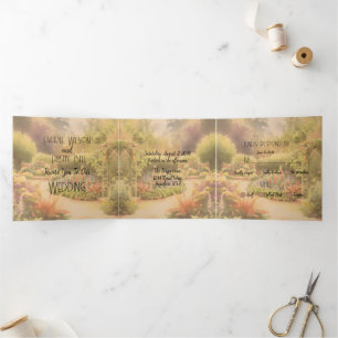 Rustic Garden Wedding Tri-Fold Invitation