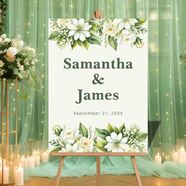 Rustic Garden Welcome with Green Accents Acrylic Sign (Creator Uploaded)