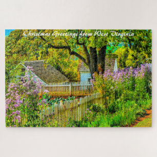 Rustic Garden West Virginia.Christmas Greetings Ji Jigsaw Puzzle