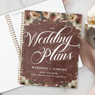 Rustic Garnet Red Cottagecore Watercolor Wedding Planner