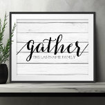 Rustic Gather - Shiplap Wood with Custom Family Photo Print<br><div class="desc">A trendy farmhouse fixer design with a modern touch. Add a last name to make a great memento for any couple.</div>