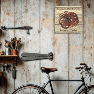 Rustic Gears Sprockets Steampunk Style Square Wall Clock