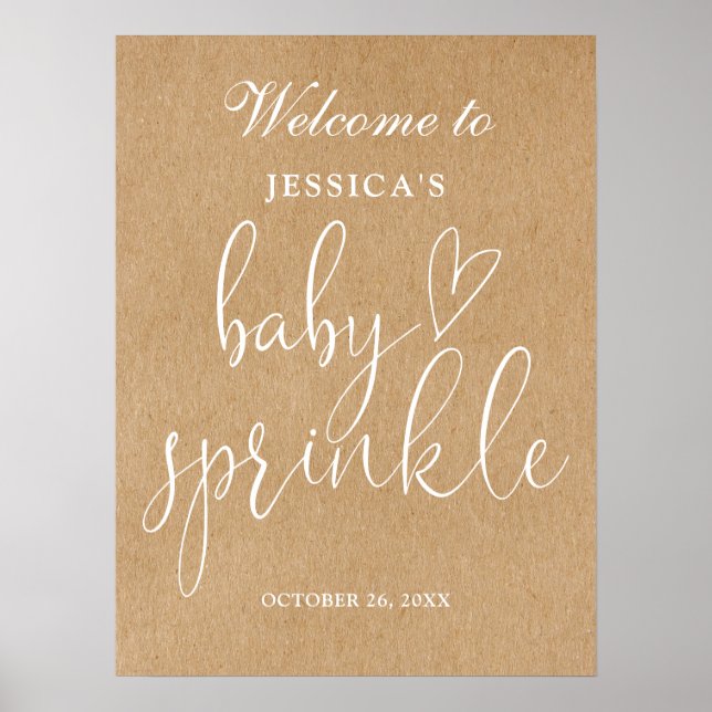 Rustic Gender Neutral Baby Sprinkle Welcome Sign (Front)