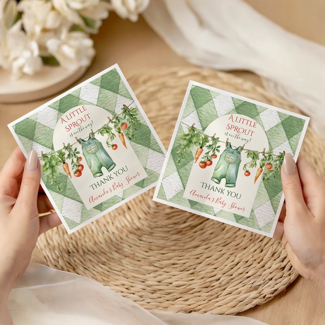 Rustic Gender Neutral Little Sprout Baby Shower Napkin (Creator Uploaded)