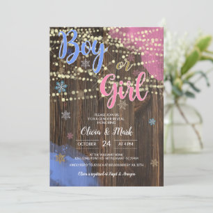 Rustic Gender Reveal Party Invitation. She or He? Invitation