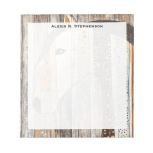Rustic Geometric Boho Wood Grain Horse Notepad