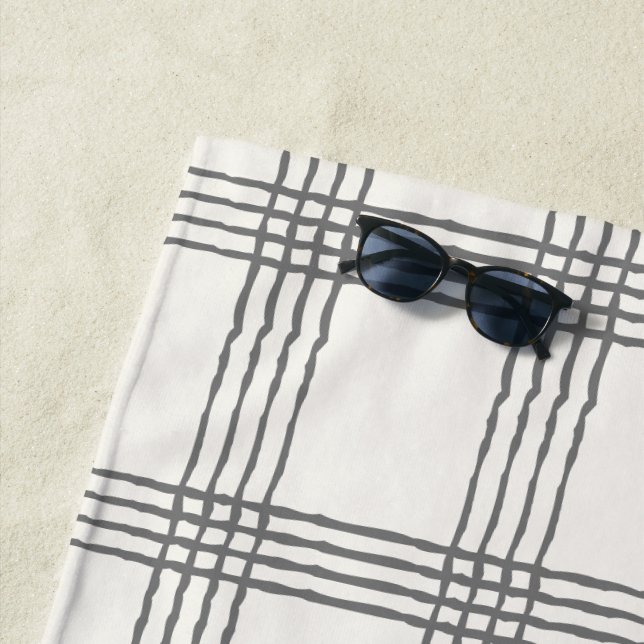 Rustic Geometric Modern Minimalist Plaid Beach Towel (In Situ)