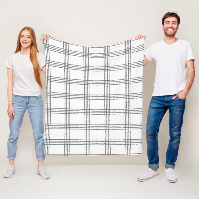 Rustic Geometric Modern Minimalist Plaid Fleece Blanket (In Situ)