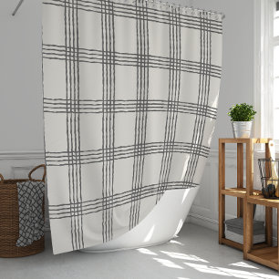 Rustic Geometric Modern Minimalist Plaid Shower Curtain