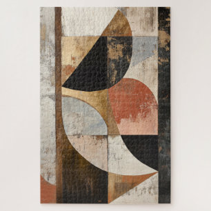 Rustic Geometric Pattern with Golden Patina Jigsaw Puzzle