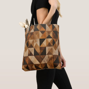 Rustic Geometric Wood Pattern Custom Tote Bag   Ea