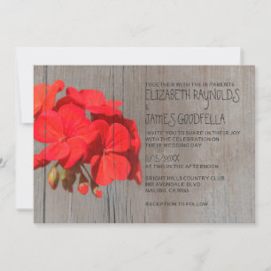 Rustic Geranium Wedding Invitations