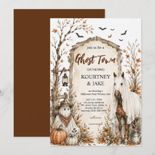 Rustic Ghost Town Western Halloween Style Party  Invitation