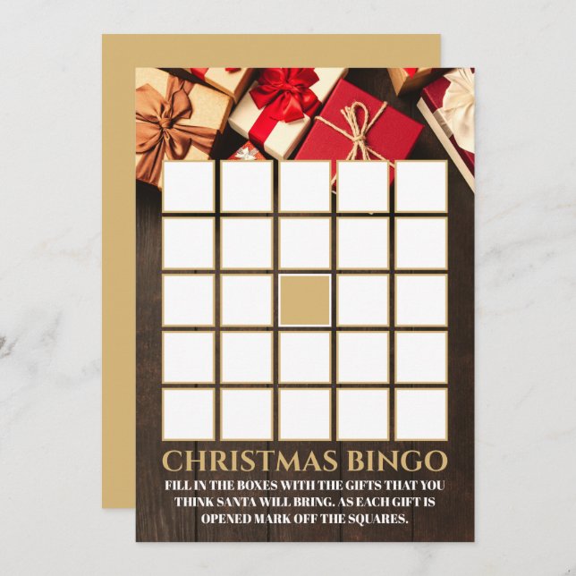 Rustic Gift Box, Christmas Party Bingo Invitation (Front/Back)