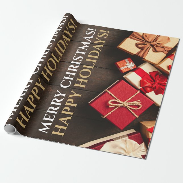 Rustic Gift Box, Christmas Wrapping Paper (Unrolled)