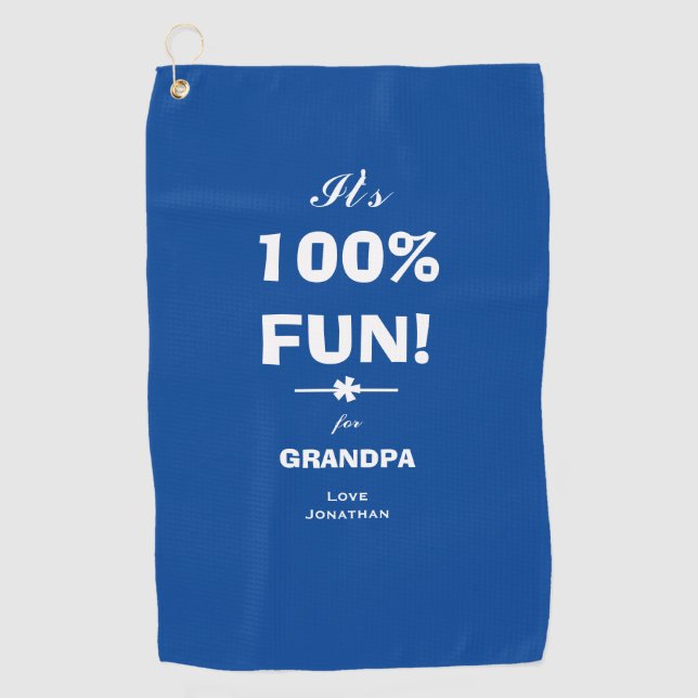 Rustic GIFT FOR GRANDPA Name Modern Script Cool  Golf Towel (Front)