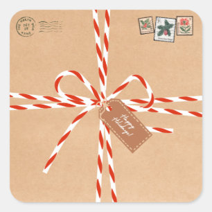 Rustic Gift Stickers - Candy Canes & Stamp-Style