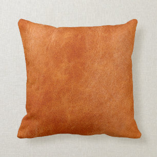 Rustic ginger smooth natural leather cushion