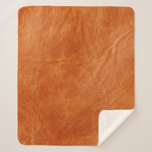 Rustic ginger smooth natural leather sherpa blanket (Front)