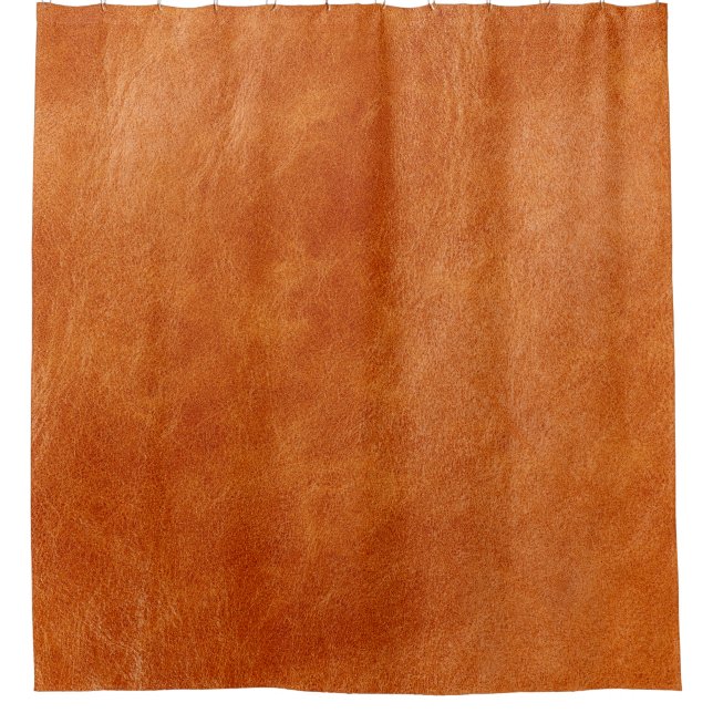 Rustic ginger smooth natural leather shower curtain (Front)