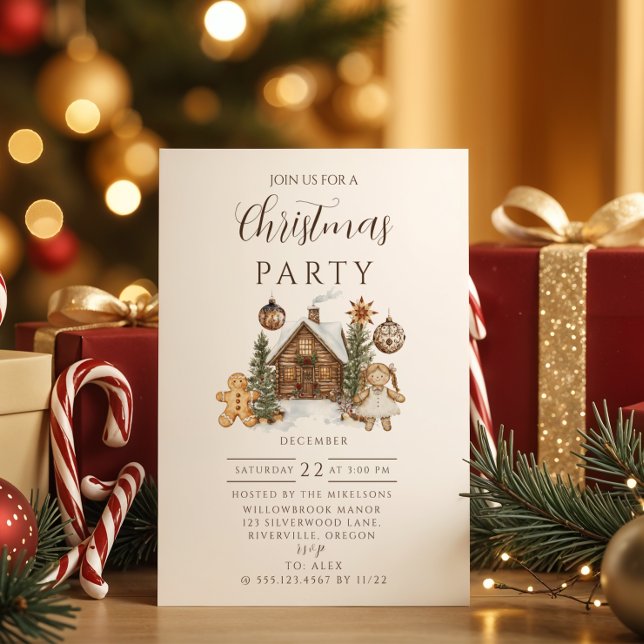 Rustic Gingerbread Cabin Christmas Invitation (Creator Uploaded)