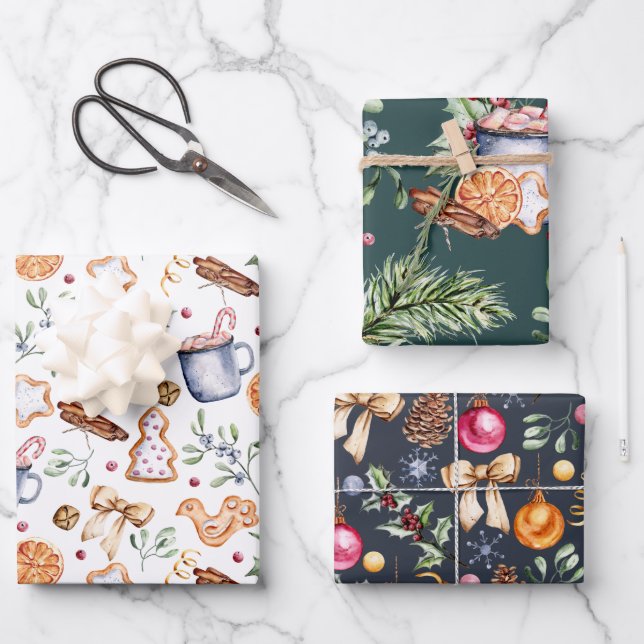 rustic gingerbread holiday wrapping paper sheets (Front)