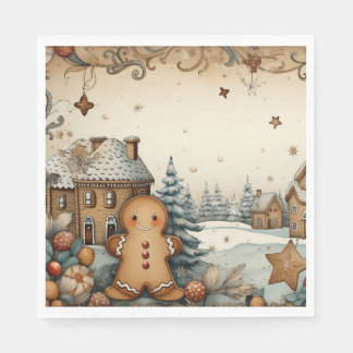 Rustic Gingerbread Village Man Napkin