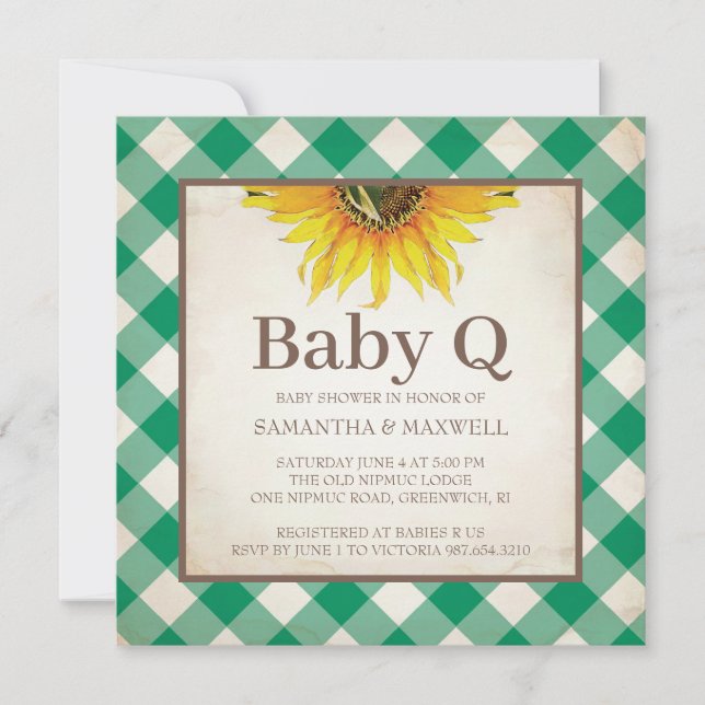 Rustic Gingham Chequered Baby Shower Invitation (Front)