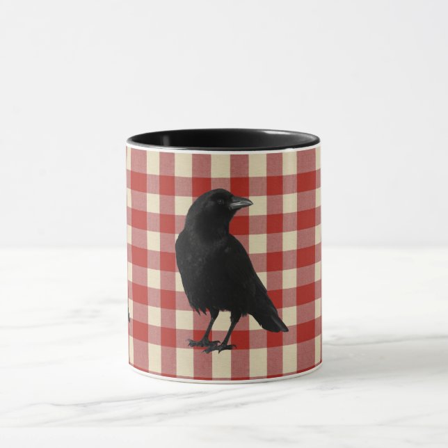 Rustic Gingham Crow Mug (Center)