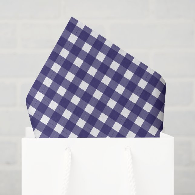 Rustic Gingham Navy Blue White Holiday Tissue Paper (Gift Bag)