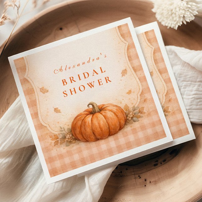 Rustic Gingham Pumpkin Bridal Shower Napkin (Creator Uploaded)