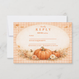 Rustic Gingham Pumpkin Fall Graduation RSVP Card