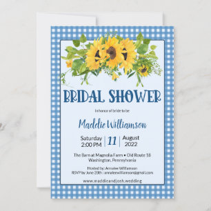 Rustic Gingham Sunflowers Country Bridal Shower Invitation
