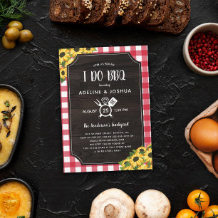Rustic Gingham Sunflowers I Do BBQ Couple's Shower Invitation