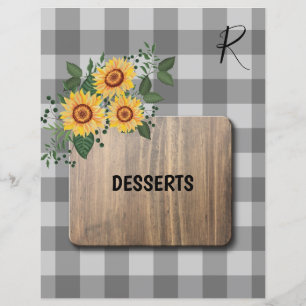 Rustic gingham sunflowers recipe organiser divider
