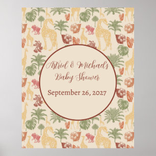 Rustic Giraffe Floral  Poster
