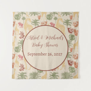 Rustic Giraffe Floral Tapestry