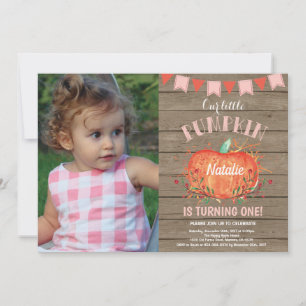Rustic Girl Pumpkin Birthday Invitation Pink