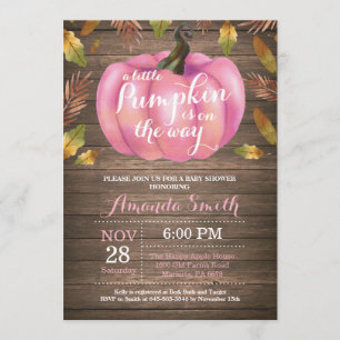 Rustic Girl Pumpkin Fall Baby Shower Invitation