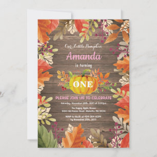 Rustic Girl Pumpkin Fall Birthday Invitation