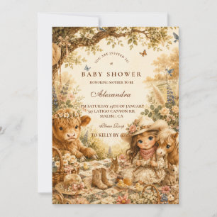 Rustic Girl Western Boho Baby Shower Invitation