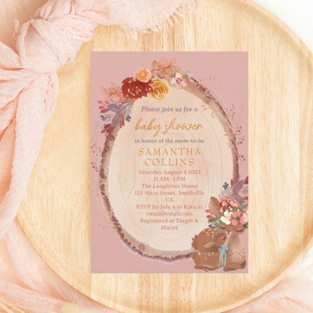 Rustic Girl Woodland Deer Baby Shower Invitation (Creator Uploaded)
